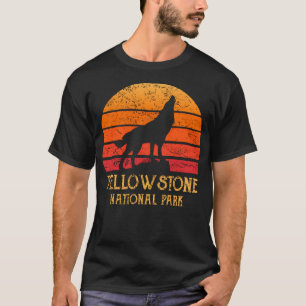 Retro Sun Yellowstone National Park Wolf Vintage Y T-Shirt