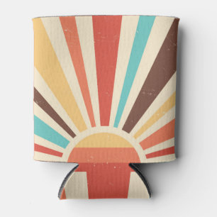 Retro sunburst: colourful vintage banner. can cooler