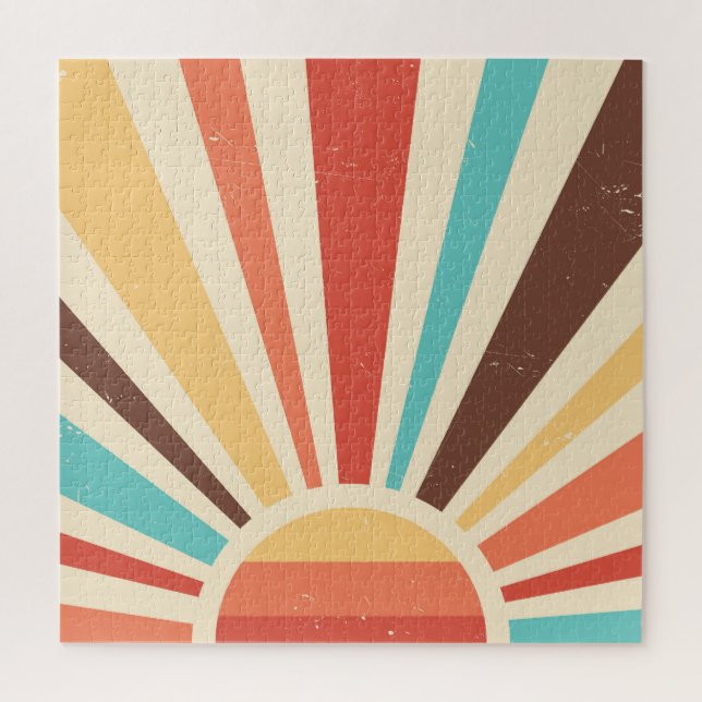 Retro sunburst: colourful vintage banner. jigsaw puzzle (Vertical)