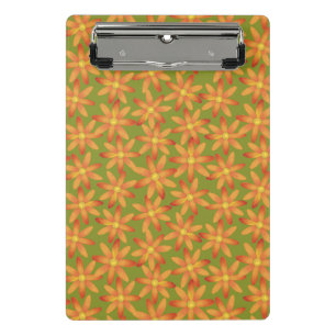 Retro Sunburst Daisy Floral in Golden Olive Mini Clipboard