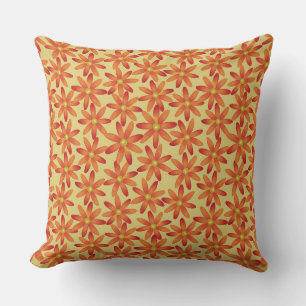 Retro Sunburst Daisy Floral in Warm Yellow Cushion