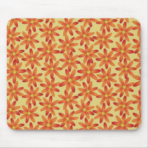 Retro Sunburst Daisy Floral in Warm Yellow Mouse Mat