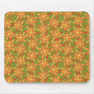 Retro Sunburst Daisy Floral in Warm Yellow Mouse Mat