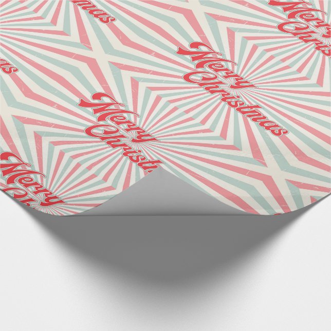 Retro Sunburst Merry Christmas Mid-Century Wrapping Paper (Corner)