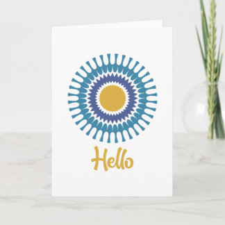 Retro Sunburst Note Card in Blue and Gold