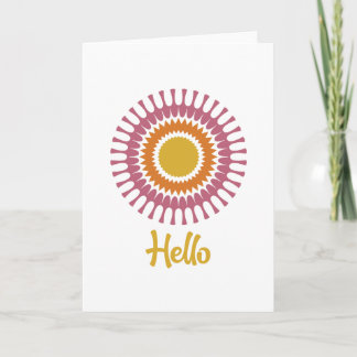 Retro Sunburst Note Card in Gold and Purple
