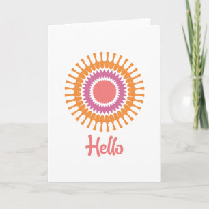Retro Sunburst Note Card in Orange and Violet
