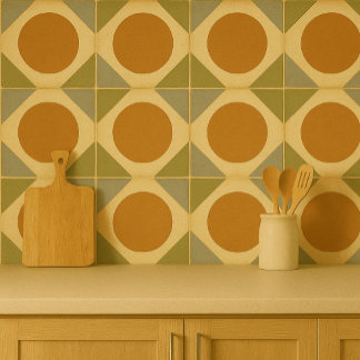 Retro Sunburst Tile – Warm Geometric Design