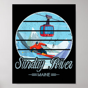 Retro Sunday River T Shirt Mountain Vacation Trave Poster