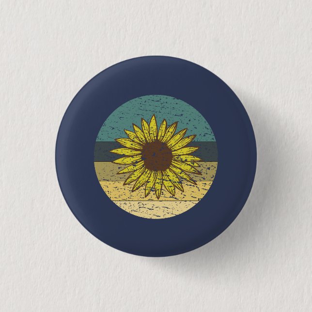 Retro Sunflower  3 Cm Round Badge (Front)