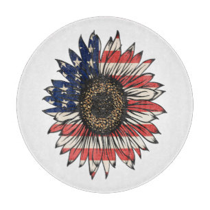Retro Sunflower 4th Of July USA Cutting Board