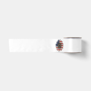Retro Sunflower 4th Of July USA Satin Ribbon