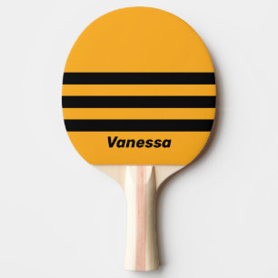 Retro Sunflower Buzz Three Across Stripe with Name Ping Pong Paddle