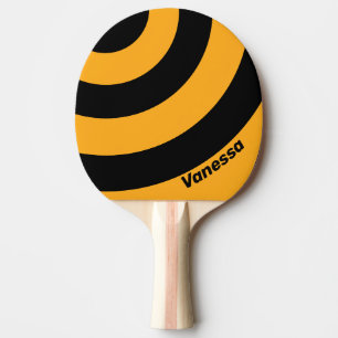Retro Sunflower Buzz Three Circle Stripe with Name Ping Pong Paddle