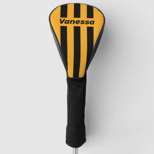 Retro Sunflower Buzz Three Pin Stripes with Name Golf Head Cover