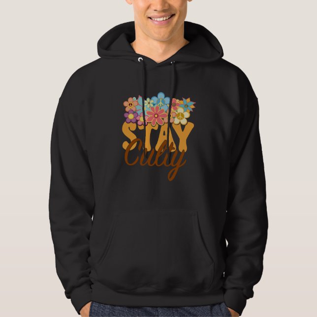 Retro Sunflower Hippie Stay Culty Positive Mind Ha Hoodie (Front)