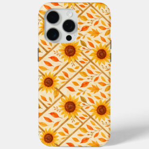 Retro Sunflower & Rustic Farmhouse Watercolor iPhone 15 Pro Max Case