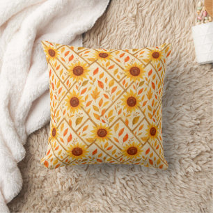 Retro Sunflower & Rustic Farmhouse Watercolor Cushion