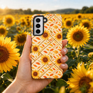 Retro Sunflower & Rustic Farmhouse Watercolor  Samsung Galaxy Case