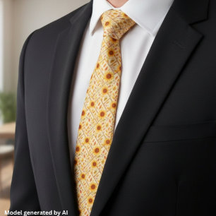 Retro Sunflower & Rustic Farmhouse Watercolor Tie