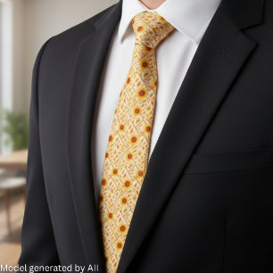 Retro Sunflower & Rustic Farmhouse Watercolor Tie
