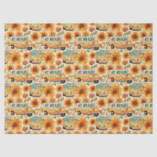 Retro Sunflower Van Pattern – Vintage Boho Hippie Tissue Paper