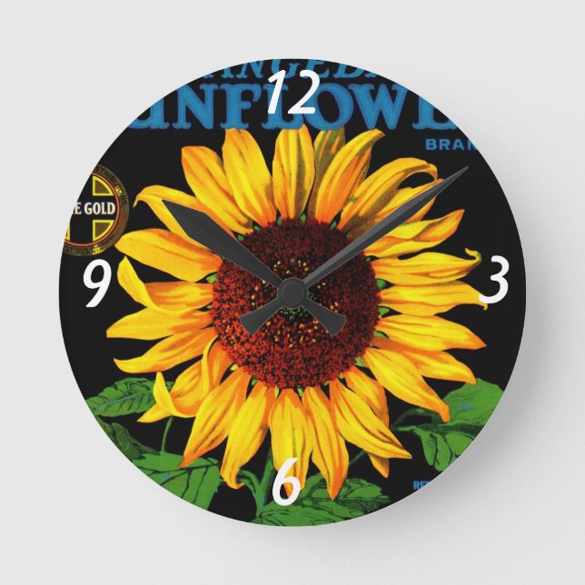 Retro Sunflower  Wall Clock (Front)