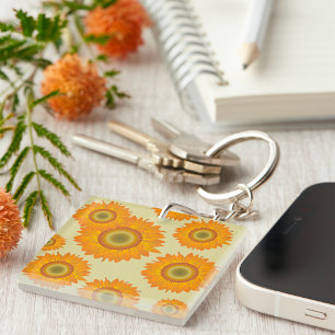 Retro Sunflowers Key Ring