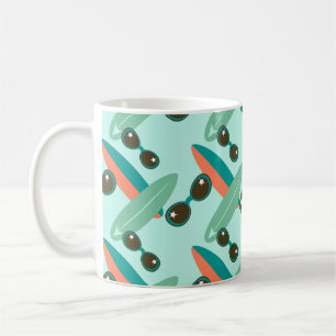 Retro Sunglasses and Surfboards Coffee Mug
