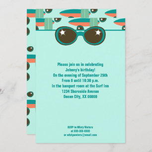 Retro Sunglasses and Surfboards Party Invitation