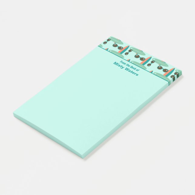 Retro Sunglasses and Surfboards Personalised Post-it Notes (Angled)