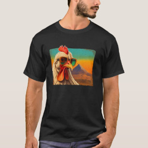Retro Sunglasses Chicken Vintage Cool Rooster Tee
