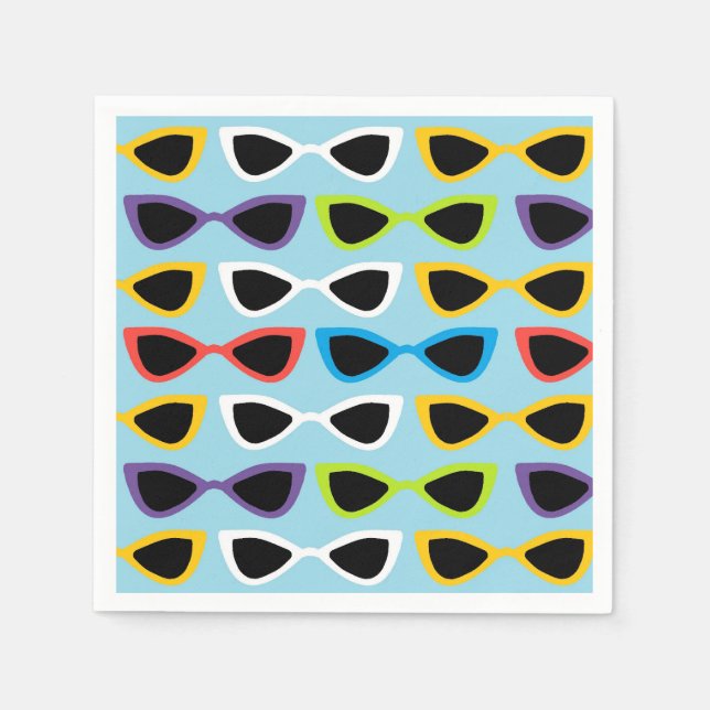 Retro sunglasses cocktail napkin (Front)