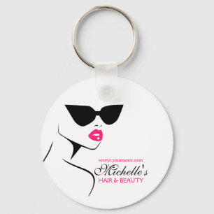 Retro sunglasses hair and beauty make up branding key ring