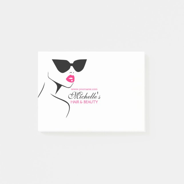 Retro sunglasses hair and beauty make up branding post-it notes (Front)