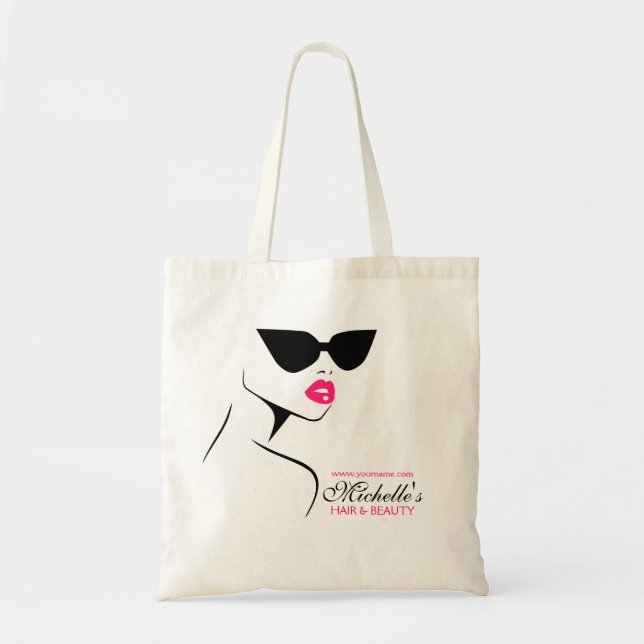 Retro sunglasses hair and beauty make up branding tote bag (Front)