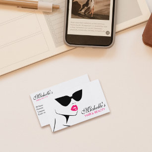 Retro sunglasses hair and beauty make up business card