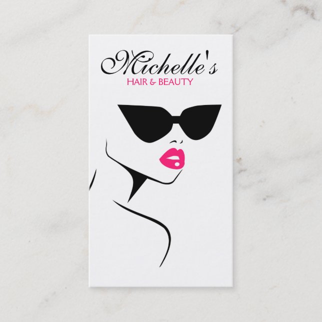 Retro sunglasses hair and beauty make up business card (Front)