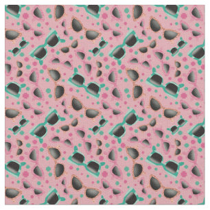 Retro Sunglasses Pink Pattern Fabric
