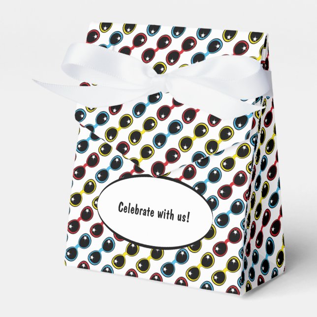 Retro Sunglasses Primary Favour Box (Front Side)