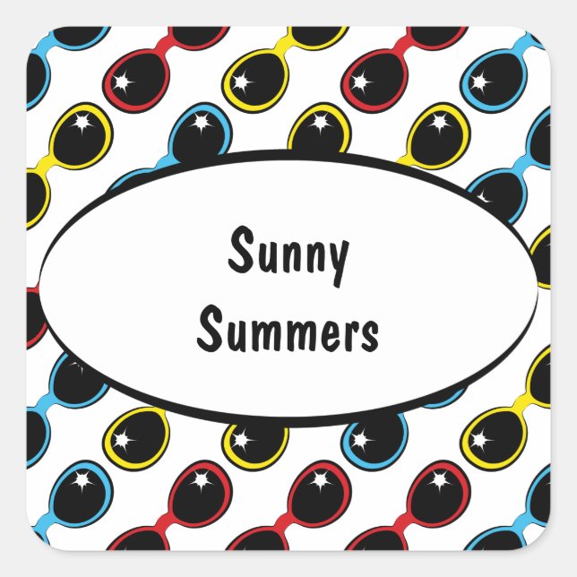 Retro Sunglasses Primary Square Sticker (Front)