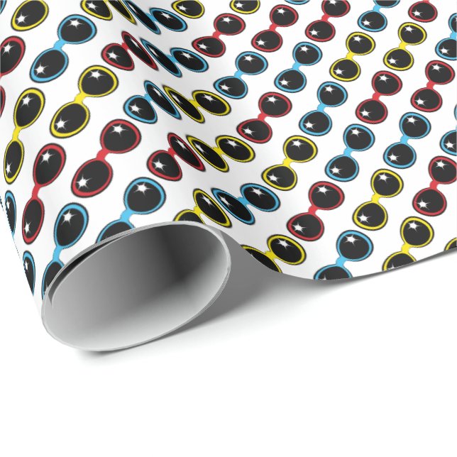 Retro Sunglasses Primary Wrapping Paper (Roll Corner)