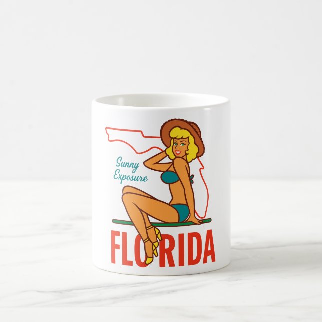 Retro "Sunny Exposure Florida" Pin-Up Coffee Mug (Center)
