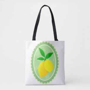 Retro Sunny Lemon Yellow Spring Green White Tote Bag