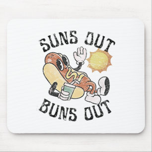 Retro Suns Out Buns Out Cute Hot Dog Bbq Fourth Of Mouse Mat