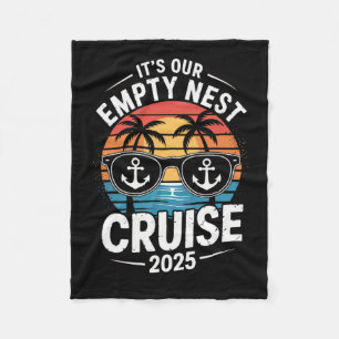 Retro Sunset 2025 It's Our Empty Nest Cruise Fleece Blanket