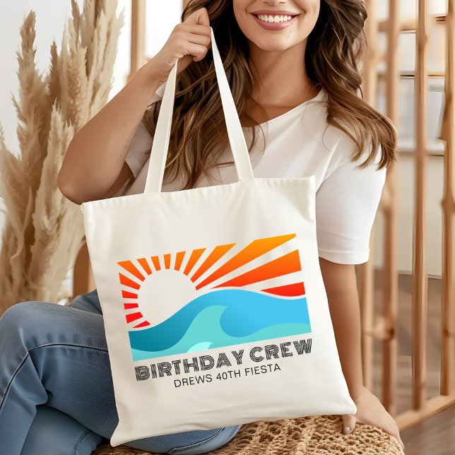 Retro Sunset 20th 30th 40th 50th 60 Birthday Crew Tote Bag (Creator Uploaded)