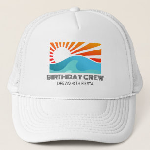 Retro Sunset 30th 40th 50th 60 Birthday Crew Squad Trucker Hat