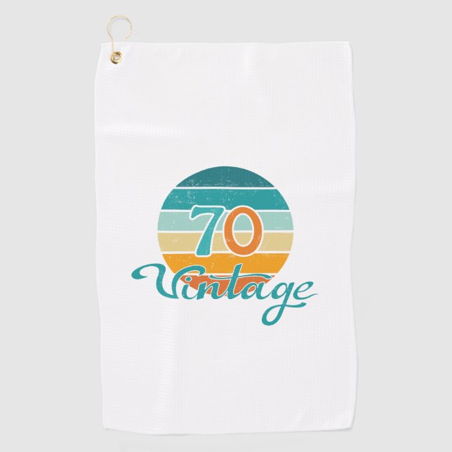 Retro Sunset 70 Vintage Distressed Golf Towel (Front)