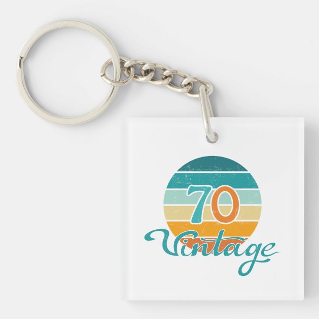 Retro Sunset 70 Vintage Distressed Key Ring (Front)